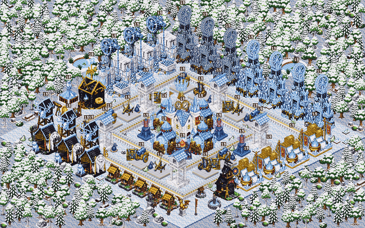 The village on Snowfall, with snow falling